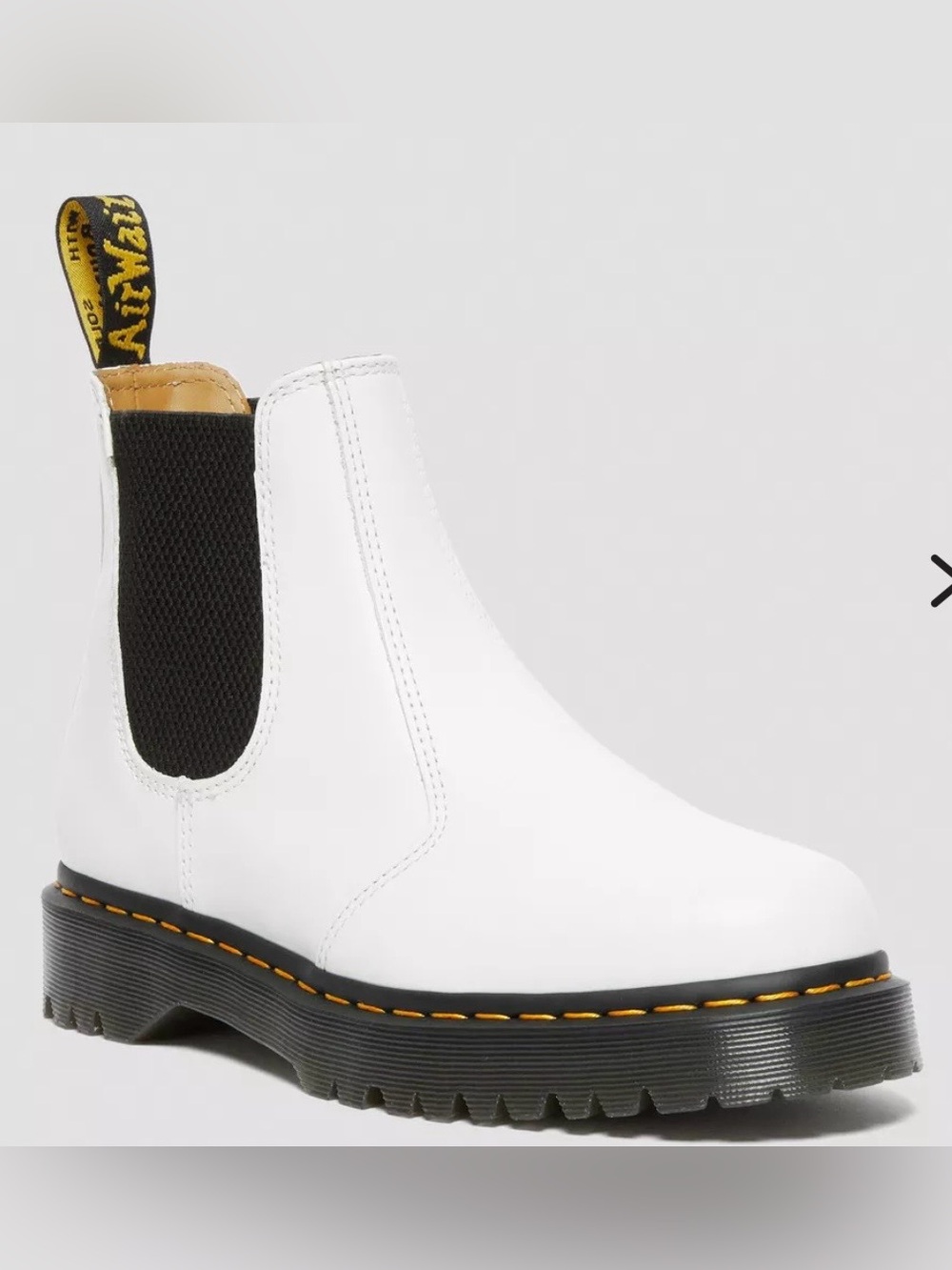 Dr. Martens 2976 White Chelsea Boot with Black Elastic